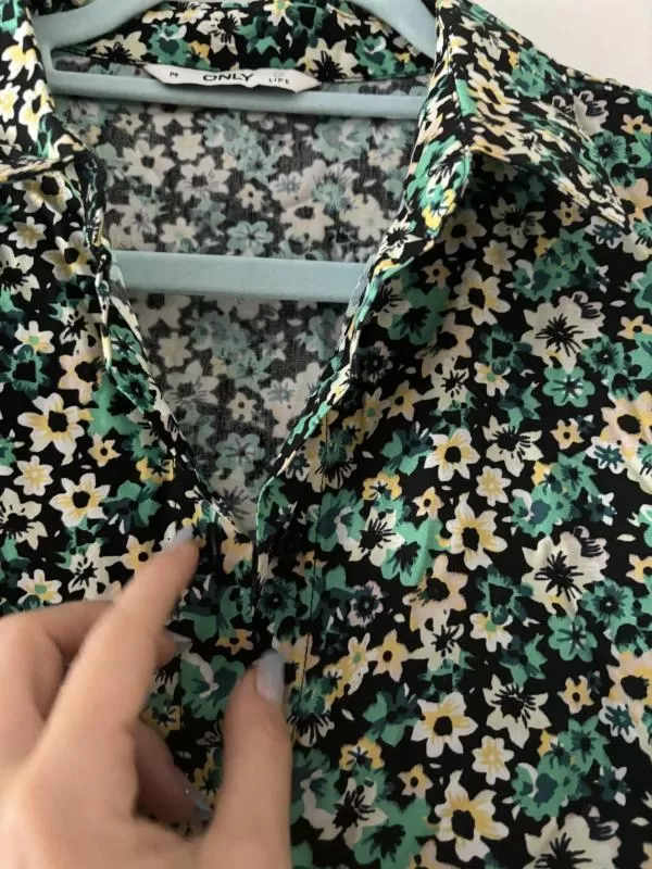 Rochie casual Only M | Verde, Mini, Mânecă scurtă, Floral & Tropical, Bumbac - Image 6