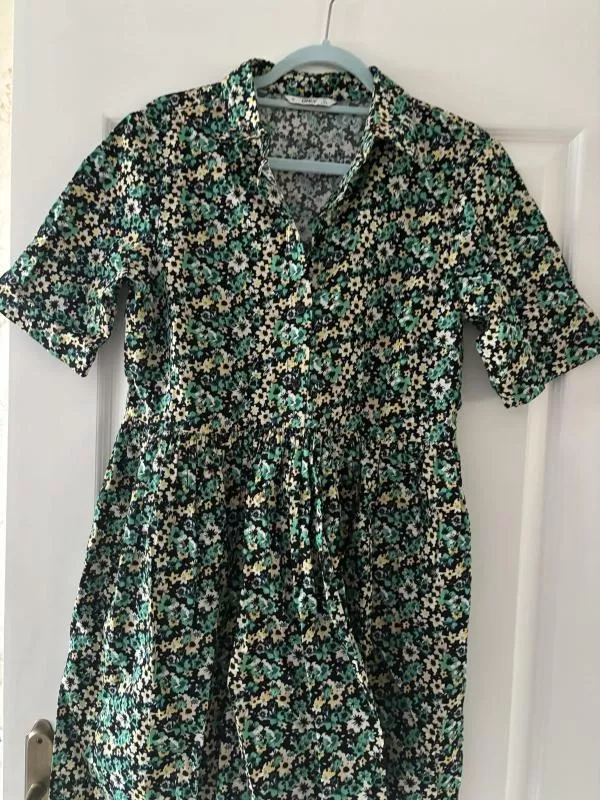 Rochie casual Only M | Verde, Mini, Mânecă scurtă, Floral & Tropical, Bumbac - Image 5