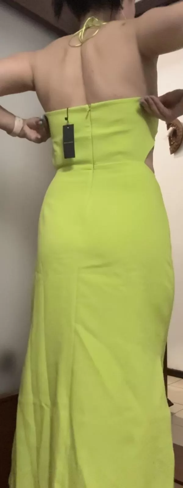 Rochie de seară Warehouse EU 40 | Verde lime, Midi, Fără mâneci, Monocrom, Cu decupaje, Poliester - Image 6