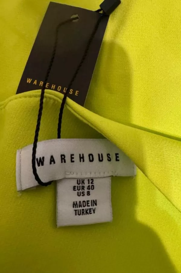 Rochie de seară Warehouse EU 40 | Verde lime, Midi, Fără mâneci, Monocrom, Cu decupaje, Poliester - Image 8