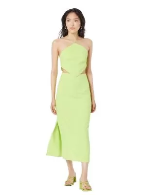 Rochie de seară Warehouse EU 40 | Verde lime, Midi, Fără mâneci, Monocrom, Cu decupaje, Poliester
