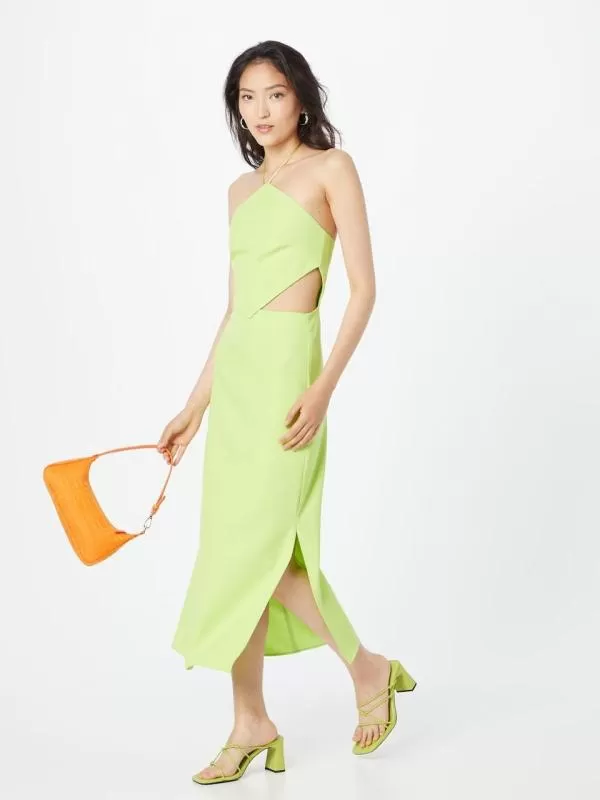 Rochie de seară Warehouse EU 40 | Verde lime, Midi, Fără mâneci, Monocrom, Cu decupaje, Poliester - Image 4