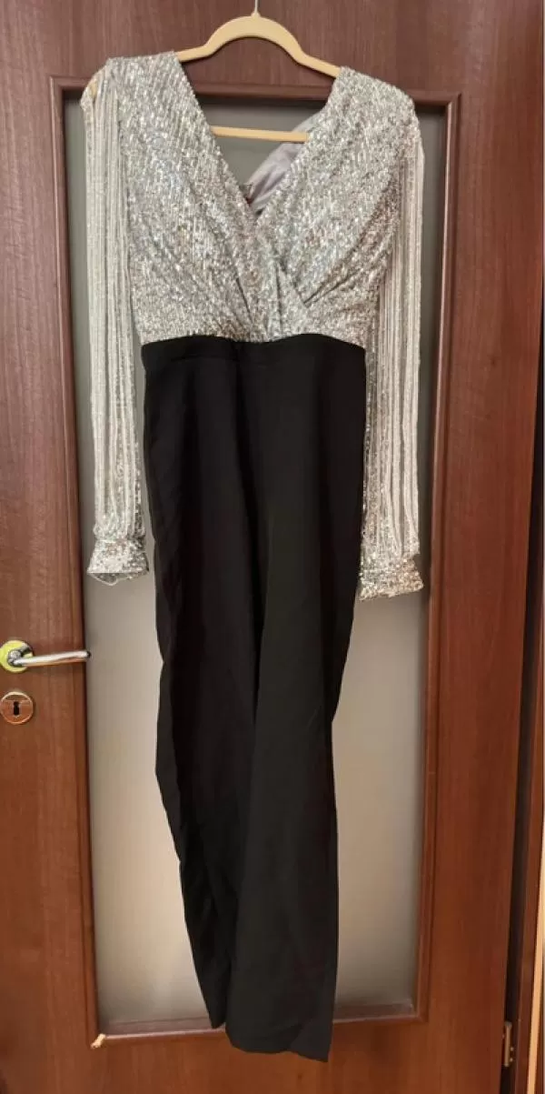 Salopetă ATMOSPHERE FASHION EU 38 | Negru, Lungă, Mânecă lungă, Paiete, Poliester - Image 7
