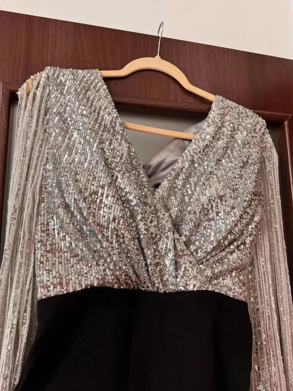 Salopetă ATMOSPHERE FASHION EU 38 | Negru, Lungă, Mânecă lungă, Paiete, Poliester - Image 3