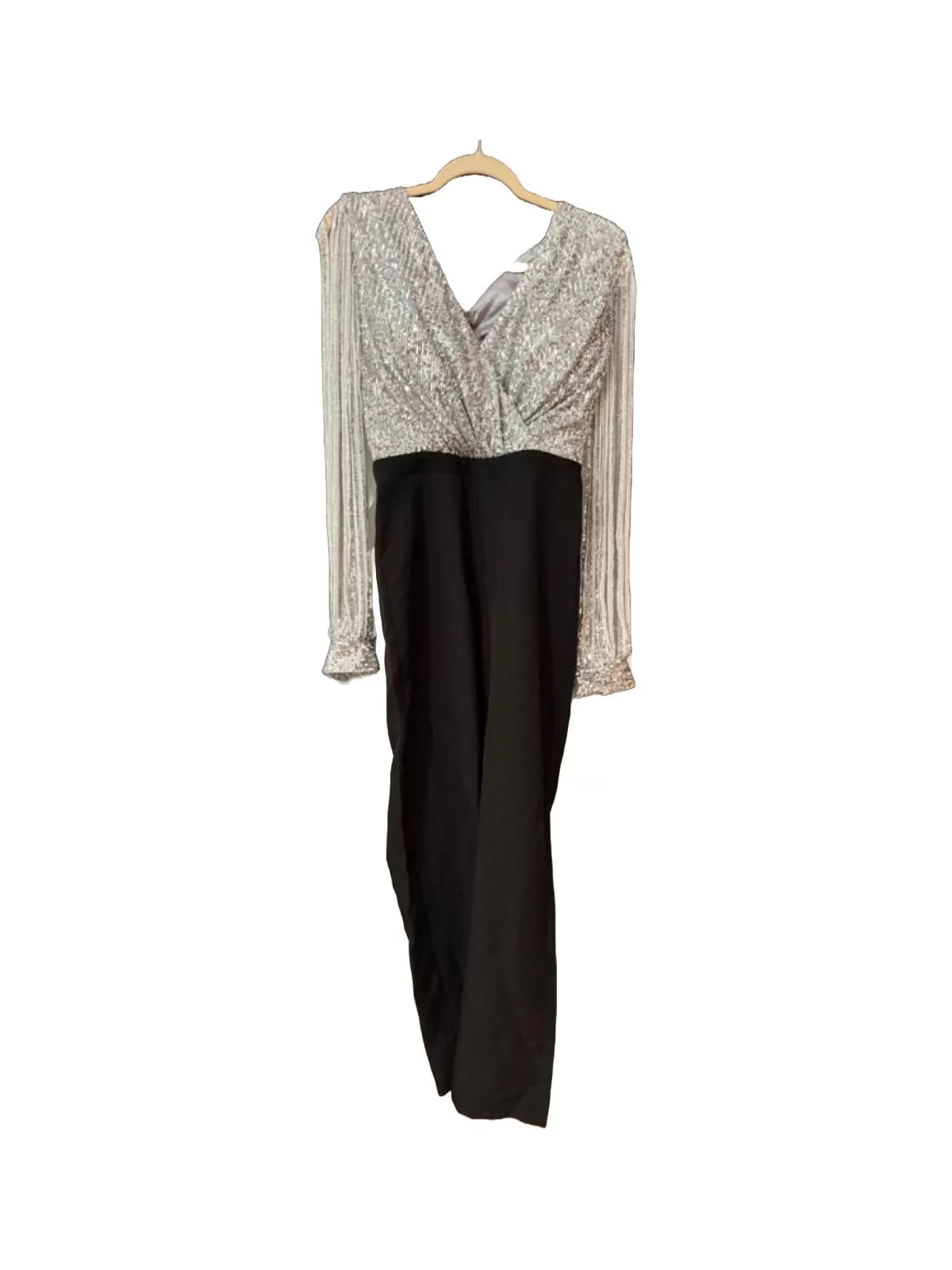 Salopetă ATMOSPHERE FASHION EU 38 | Negru, Lungă, Mânecă lungă, Paiete, Poliester