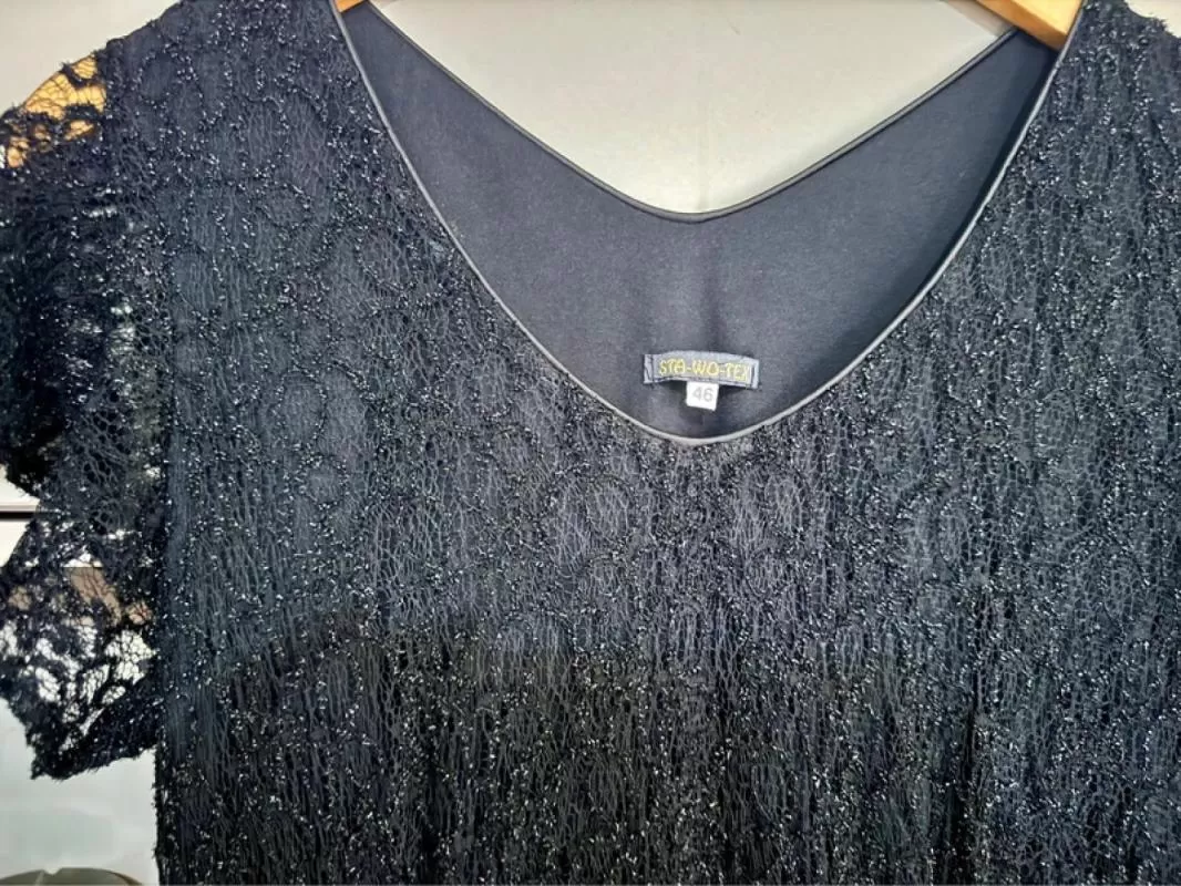 Rochie de ocazie STA-WO-TEX EU 46 | Negru, Maxi, Mânecă scurtă, Plus size - Image 3