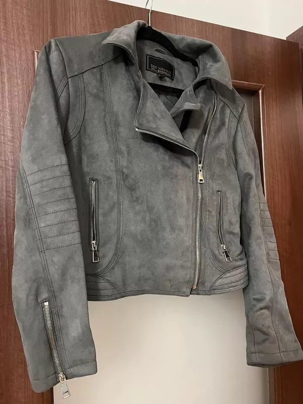 Geacă biker BONPRIX EU 38 | Gri, Fără glugă, Plus size, Piele ecologică - Image 3
