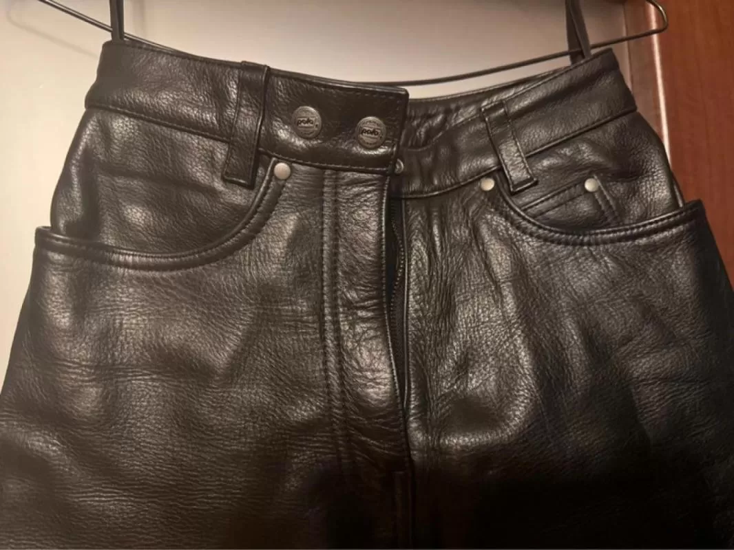 Pantaloni POLO EU 34 | Negru, Lungi, Talie înaltă, Regular (Standard) fit, Clasici Casual, Piele naturală - Image 4