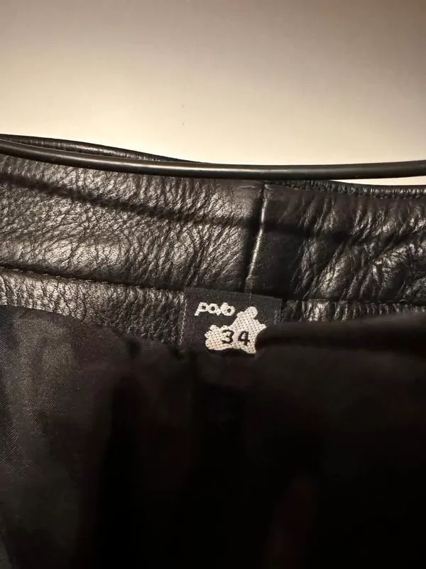 Pantaloni POLO EU 34 | Negru, Lungi, Talie înaltă, Regular (Standard) fit, Clasici Casual, Piele naturală - Image 6