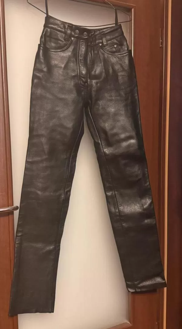 Pantaloni POLO EU 34 | Negru, Lungi, Talie înaltă, Regular (Standard) fit, Clasici Casual, Piele naturală - Image 2