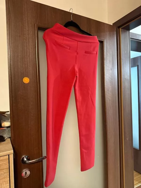 Pantaloni NO BRAND EU 38 | Roșu, Lungi, Talie înaltă, Slim fit, Poliester - Image 4