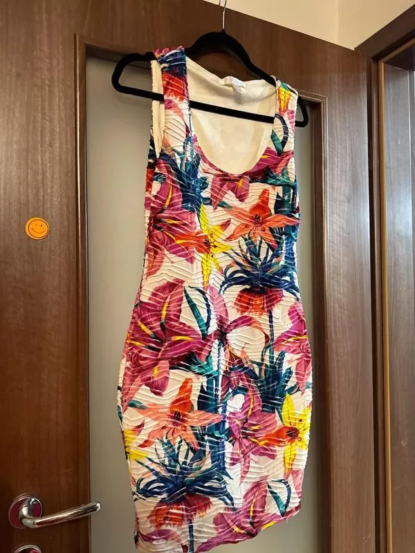 Rochie mulată AMISU EU 38 | Multicolor, Mini, Fără mâneci, Floral & Tropical, Elastan - Image 2