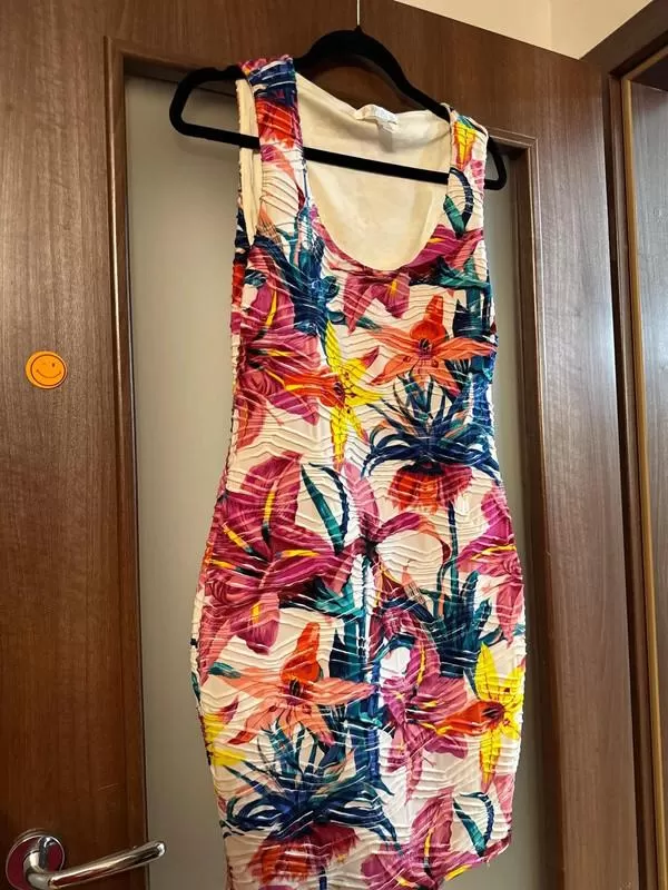 Rochie mulată AMISU EU 38 | Multicolor, Mini, Fără mâneci, Floral & Tropical, Elastan - Image 5