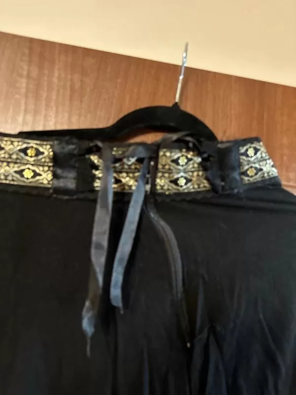 Fustă cloș EU 38 | Negru, Maxi, Talie înaltă, Cloș fit, Broderie, Bumbac - Image 3