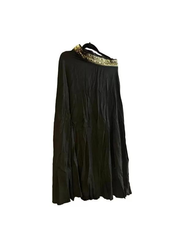 Fustă cloș EU 38 | Negru, Maxi, Talie înaltă, Cloș fit, Broderie, Bumbac