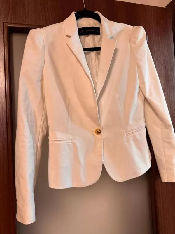 Blazer Zara EU 38 | Alb, Fără glugă, Poliester - Image 2