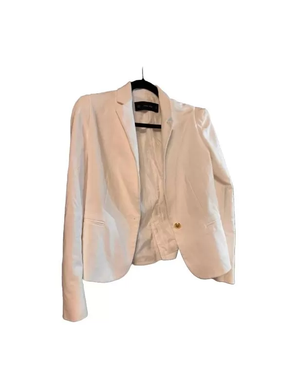 Blazer Zara EU 38 | Alb, Fără glugă, Poliester