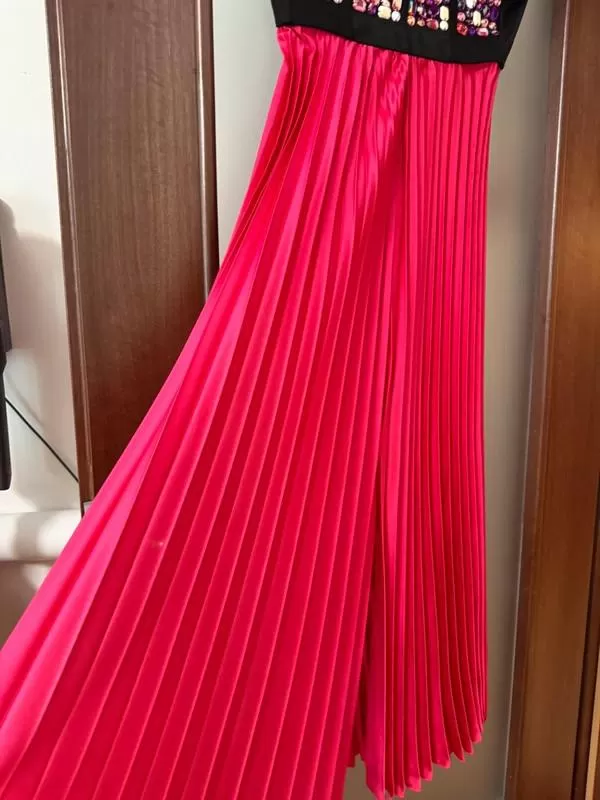Rochie de seară NO BRAND EU 38 | Multicolor, Maxi, Cu umerii goi, Pliuri, Poliester - Image 5