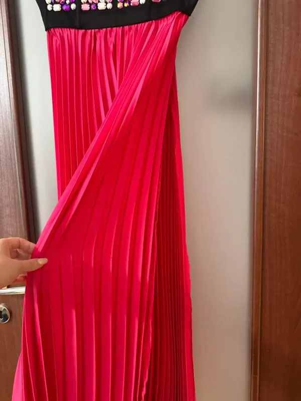 Rochie de seară NO BRAND EU 38 | Multicolor, Maxi, Cu umerii goi, Pliuri, Poliester - Image 7