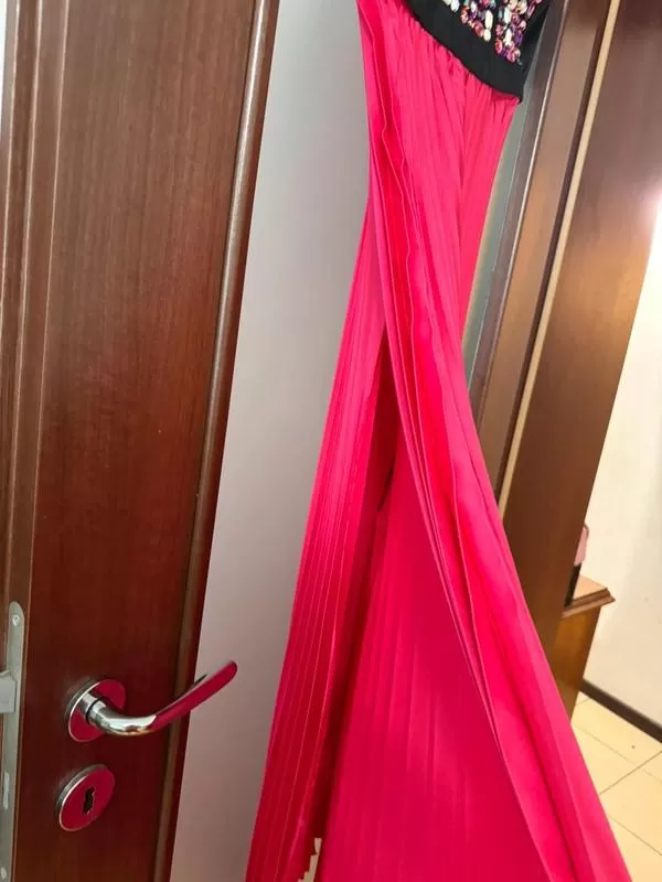 Rochie de seară NO BRAND EU 38 | Multicolor, Maxi, Cu umerii goi, Pliuri, Poliester - Image 8