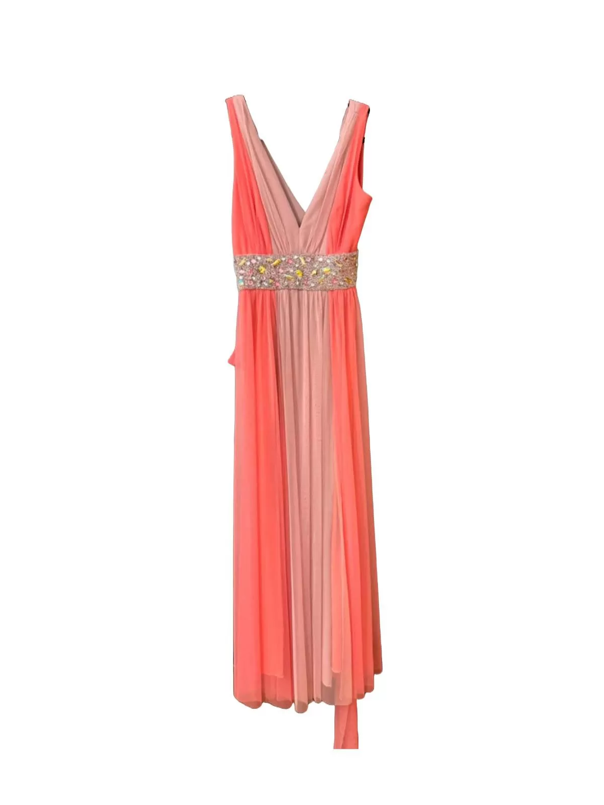 Rochie de ocazie DEMIREL AZUR EU 38 | Roșu, Maxi, Fără mâneci, Abstract & Color Block, Pietre decorative, Poliester