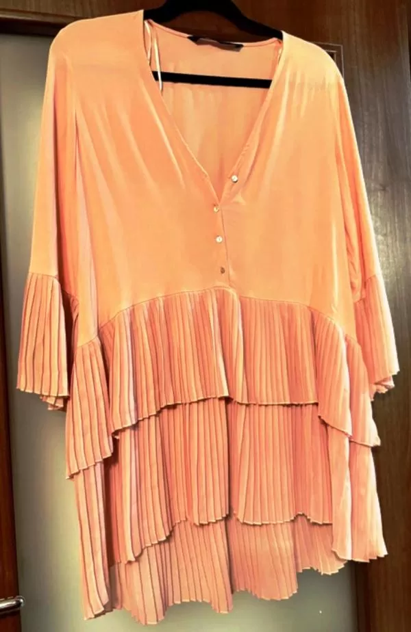 Tunică Zara EU 38 | Ivoire, Normal, Mânecă trei sferturi, Plus size, Pliuri, Poliester - Image 8