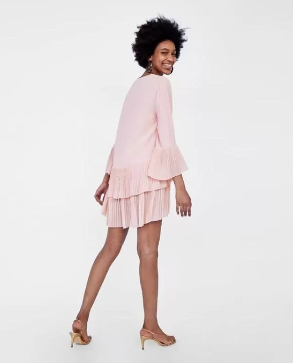 Tunică Zara EU 38 | Ivoire, Normal, Mânecă trei sferturi, Plus size, Pliuri, Poliester - Image 3