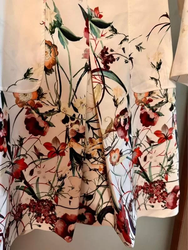 Rochie casual Zara EU 38 | Alb, Midi, Mânecă lungă, Floral & Tropical, Drapat, Poliester - Image 5