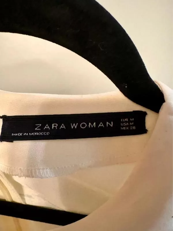 Rochie casual Zara EU 38 | Alb, Midi, Mânecă lungă, Floral & Tropical, Drapat, Poliester - Image 7