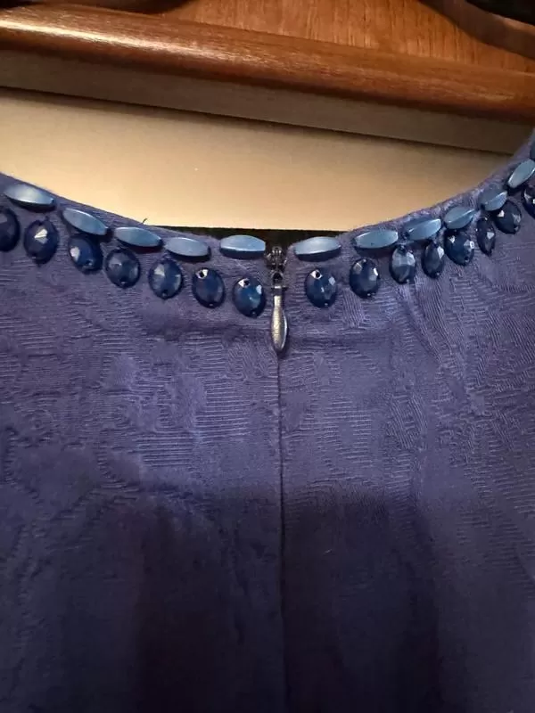 Rochie de seară L.K. BENNETT EU 38 | Indigo, Mini, Fără mâneci, Floral & Tropical, Pietre decorative, Poliester - Image 5