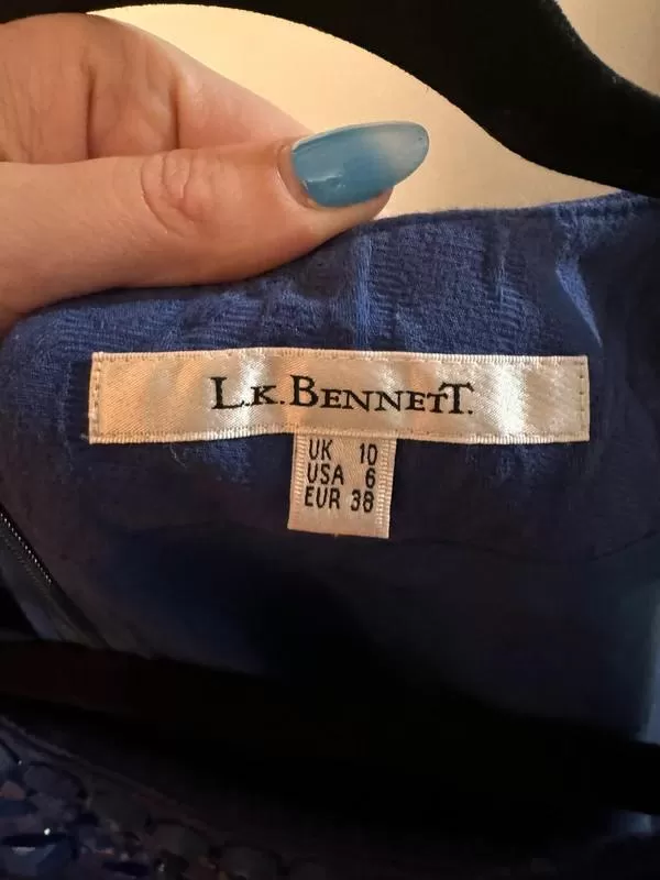 Rochie de seară L.K. BENNETT EU 38 | Indigo, Mini, Fără mâneci, Floral & Tropical, Pietre decorative, Poliester - Image 6