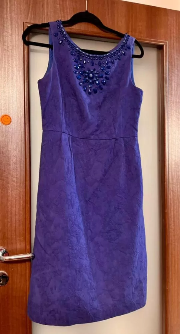Rochie de seară L.K. BENNETT EU 38 | Indigo, Mini, Fără mâneci, Floral & Tropical, Pietre decorative, Poliester - Image 2