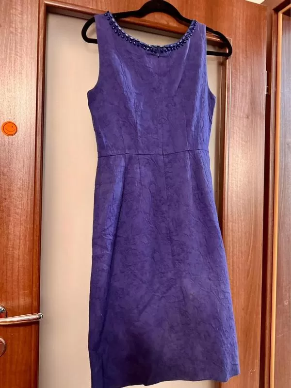 Rochie de seară L.K. BENNETT EU 38 | Indigo, Mini, Fără mâneci, Floral & Tropical, Pietre decorative, Poliester - Image 3