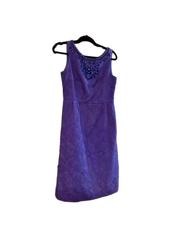 Rochie de seară L.K. BENNETT EU 38 | Indigo, Mini, Fără mâneci, Floral & Tropical, Pietre decorative, Poliester