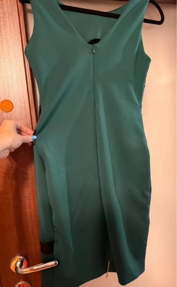 Rochie office FERVENTE EU 38 | Verde, Mini, Fără mâneci, Cu decupaje, Poliester - Image 3