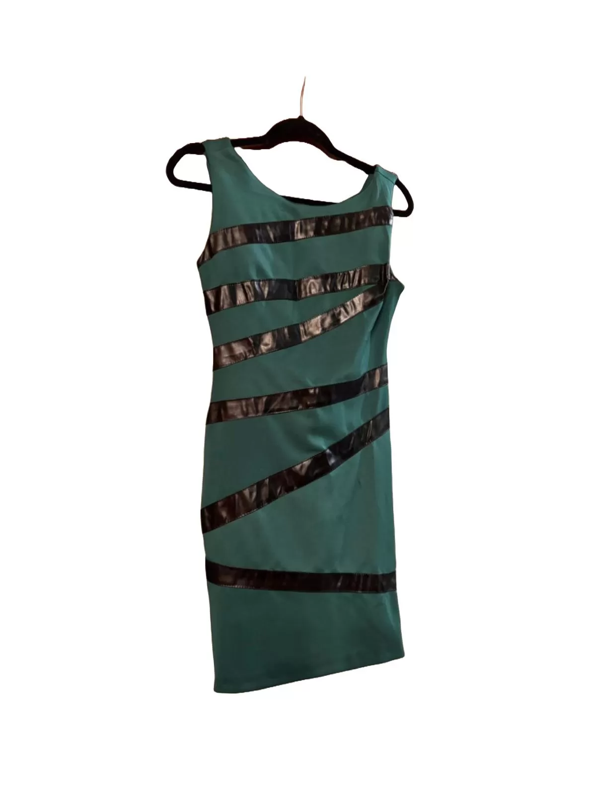 Rochie office FERVENTE EU 38 | Verde, Mini, Fără mâneci, Cu decupaje, Poliester