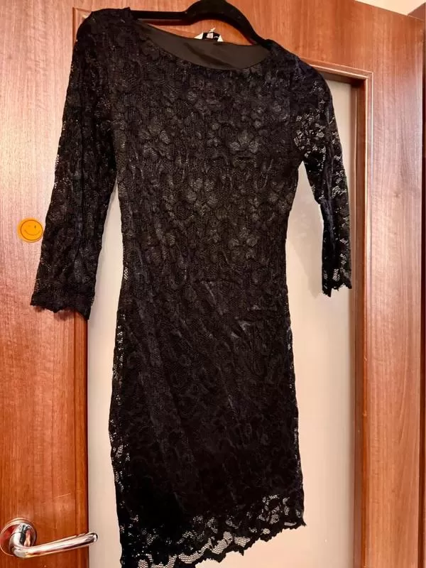 Rochie mulată New Look EU 36 | Negru, Mini, Mânecă trei sferturi, Petite, Dantelă, Poliester - Image 2