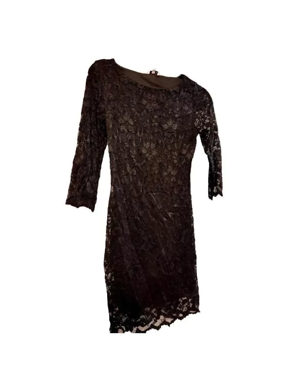 Rochie mulată New Look EU 36 | Negru, Mini, Mânecă trei sferturi, Petite, Dantelă, Poliester