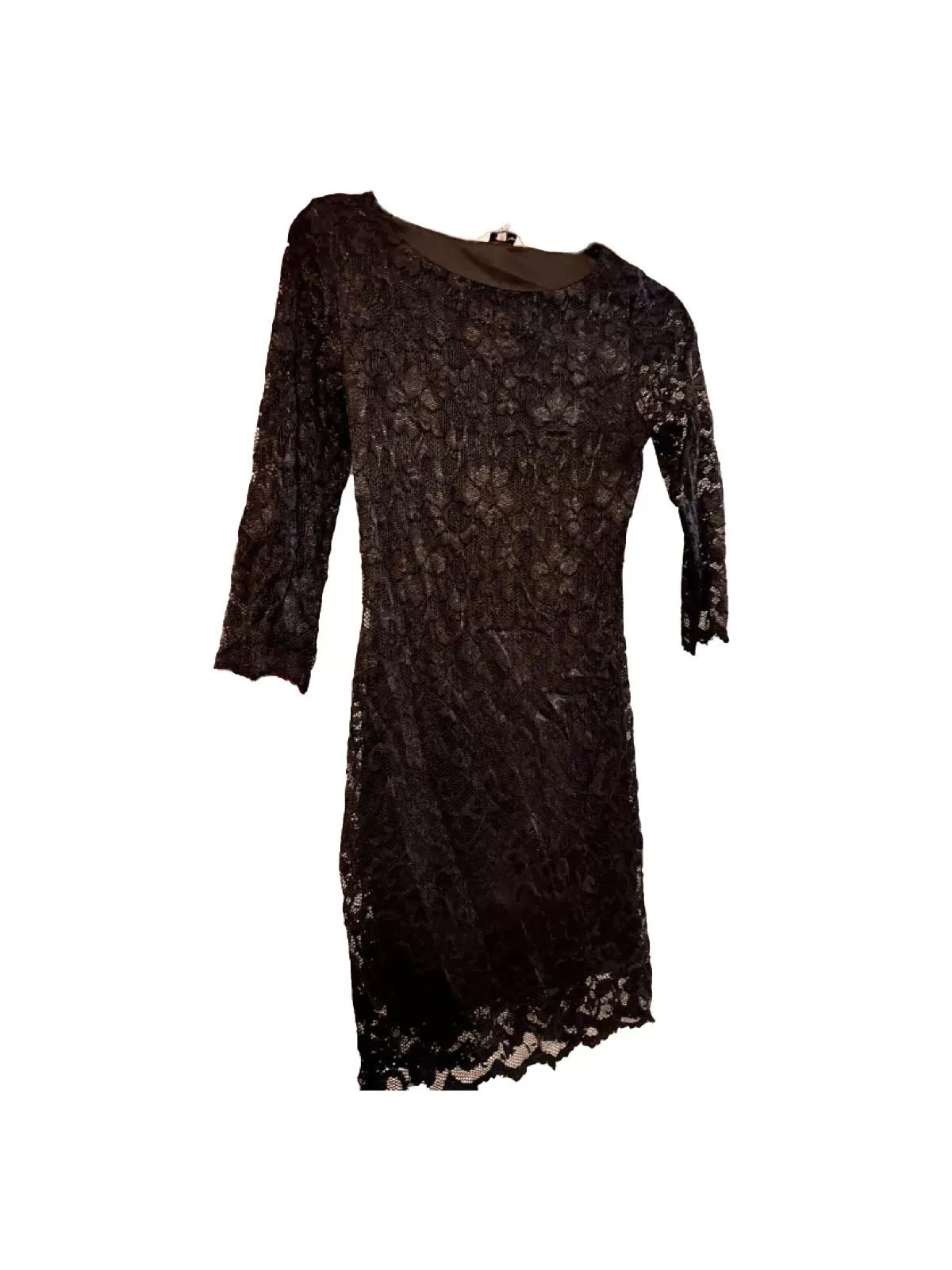 Rochie mulată New Look EU 36 | Negru, Mini, Mânecă trei sferturi, Petite, Dantelă, Poliester