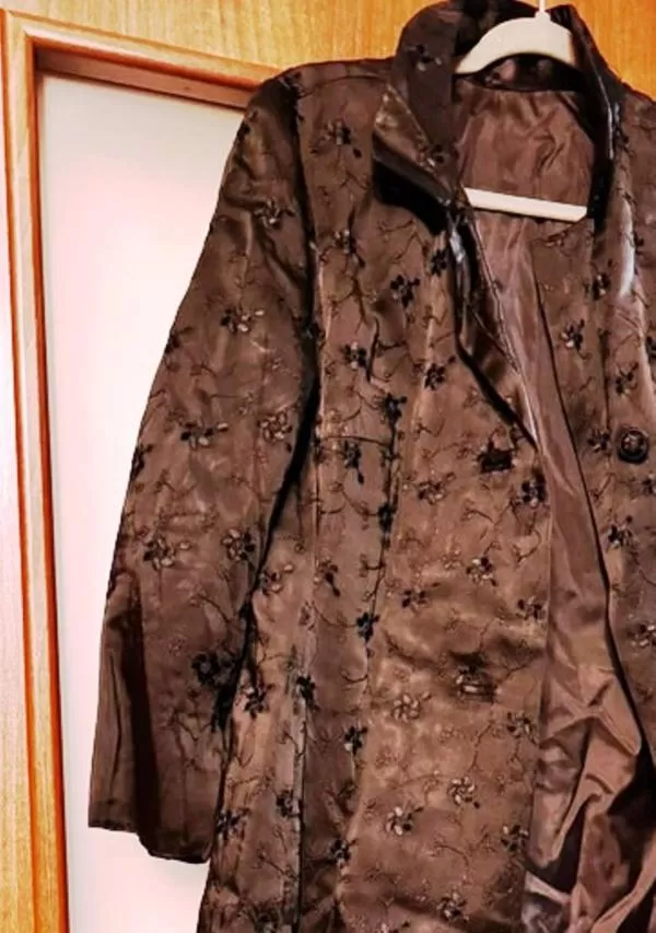 Trenci NO BRAND EU 38 | Negru, Fără glugă, Floral & Tropical, Satinat - Image 3