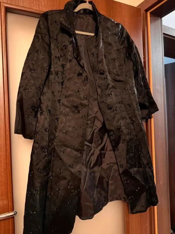 Trenci NO BRAND EU 38 | Negru, Fără glugă, Floral & Tropical, Satinat - Image 5