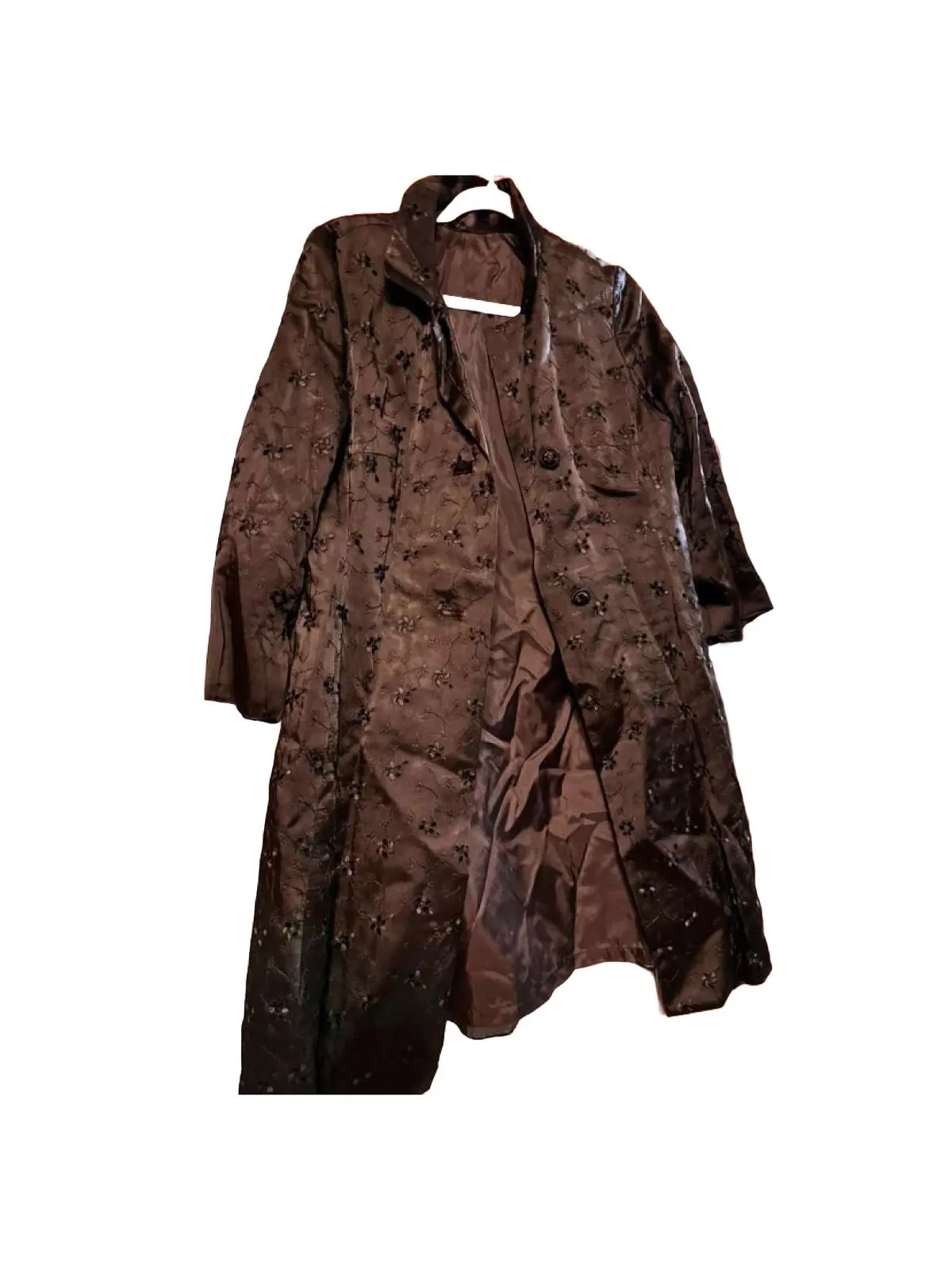 Trenci NO BRAND EU 38 | Negru, Fără glugă, Floral & Tropical, Satinat