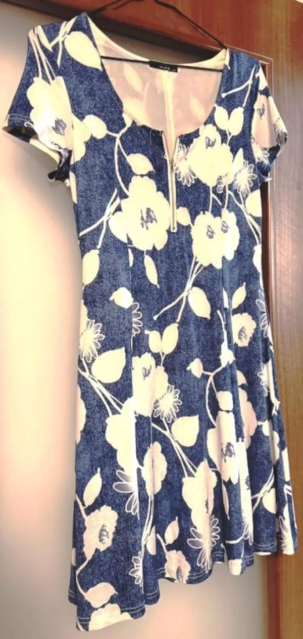 Rochie casual QUIZ EU 38 | Albastru, Mini, Mânecă scurtă, Floral & Tropical, Poliester - Image 3