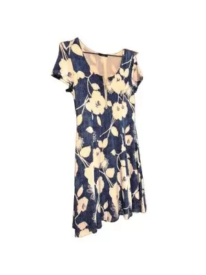 Rochie casual QUIZ EU 38 | Albastru, Mini, Mânecă scurtă, Floral & Tropical, Poliester