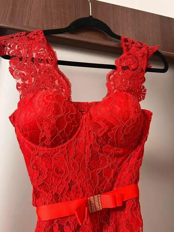 Rochie de ocazie ATMOSPHERE EU 38 | Roșu, Maxi, Fără mâneci, Transparent - Image 4