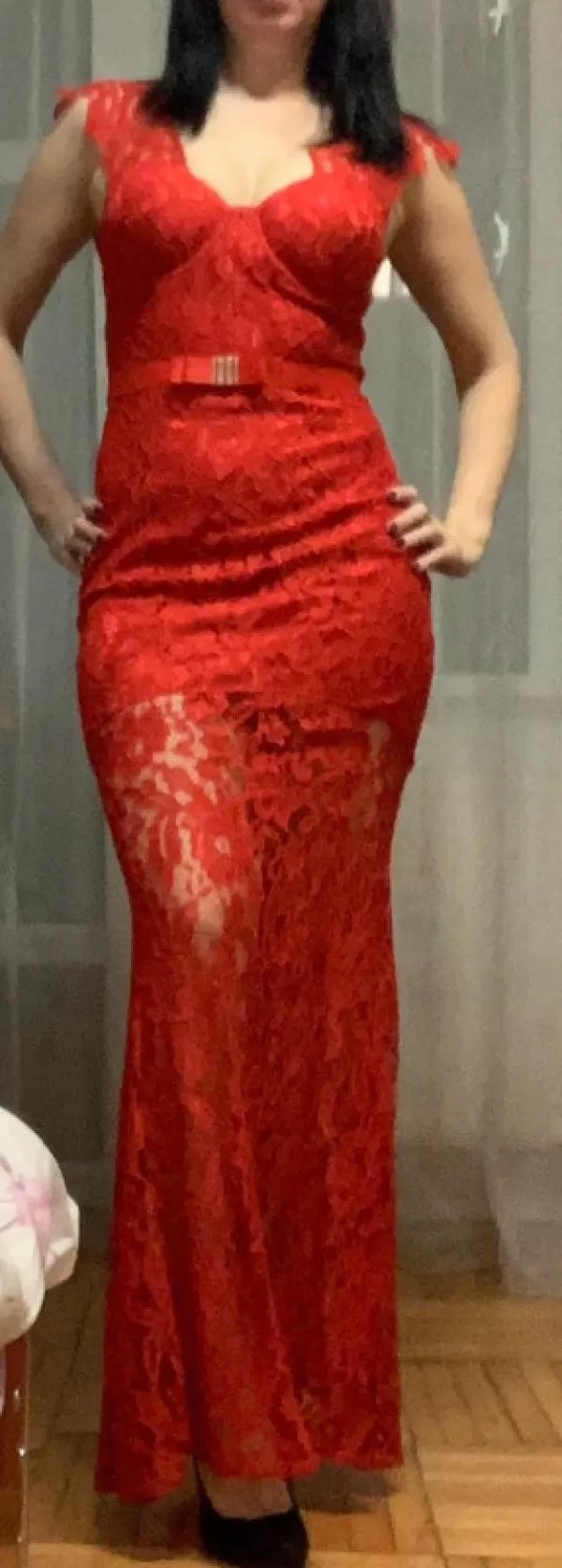 Rochie de ocazie ATMOSPHERE EU 38 | Roșu, Maxi, Fără mâneci, Transparent - Image 7