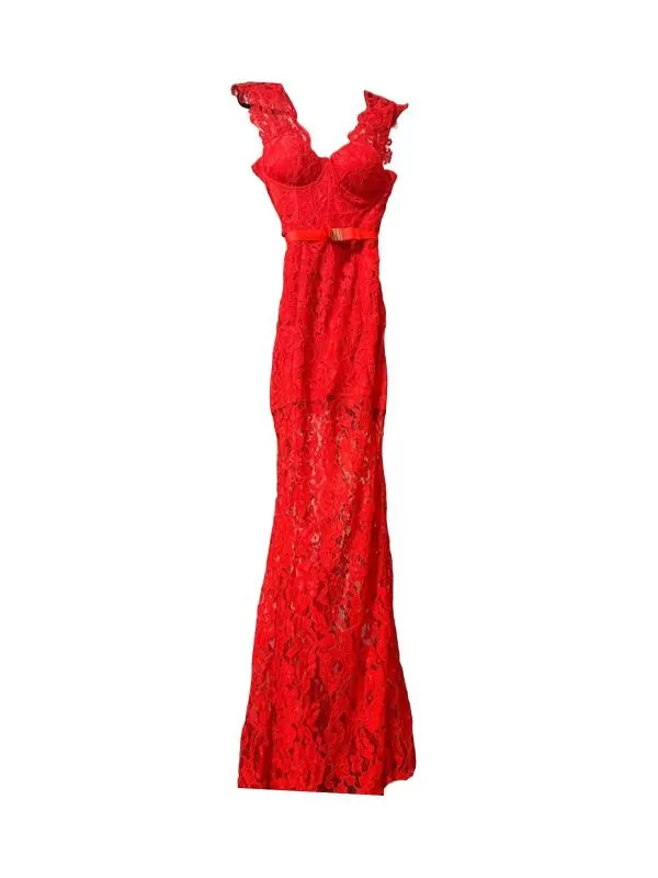 Rochie de ocazie ATMOSPHERE EU 38 | Roșu, Maxi, Fără mâneci, Transparent