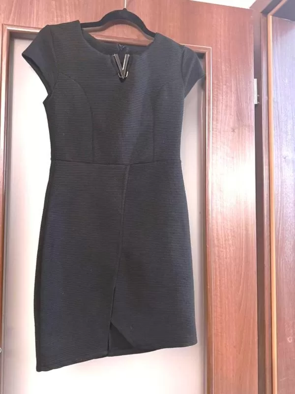 Rochie office NO BRAND EU 34 | Negru, Mini, Mânecă scurtă, Reiat, Poliester - Image 2