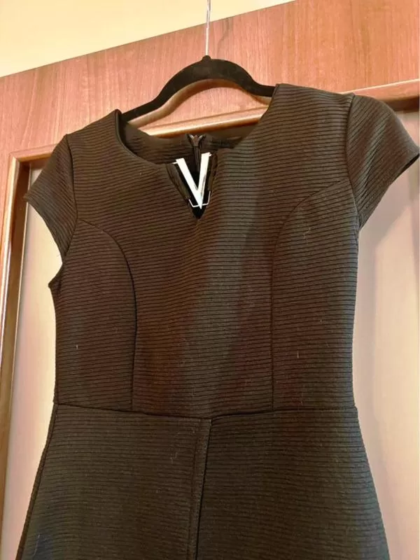 Rochie office NO BRAND EU 34 | Negru, Mini, Mânecă scurtă, Reiat, Poliester - Image 3