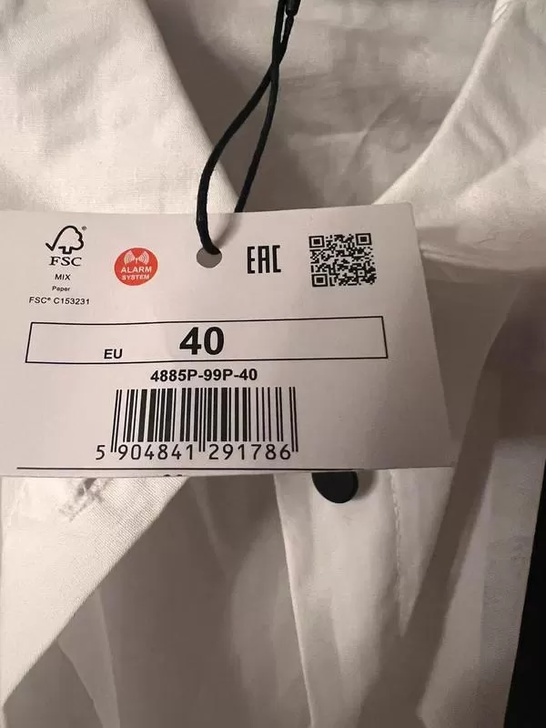Cămașă Mohito EU 40 | Alb, Normal, Mânecă lungă, Logo, Bumbac - Image 8